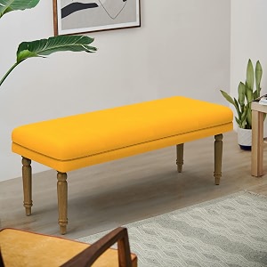 chumbak nawaab bench - sahara mustard 3 seater bench sheesham wood mustard