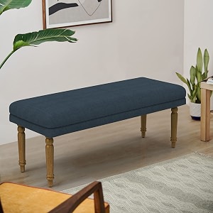 chumbak nawaab bench - sailor blue 3 seater bench sheesham wood blue