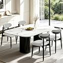 CHUN YI Dining Chairs Set of 4, Upholstered Wooden Dining Room Chairs, Mid Century Modern Fabric Kitchen Chairs with Ergonomic Curved Back, Gray (Only Chairs)