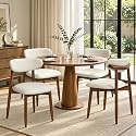CHUN YI Dining Chairs Set of 4, Upholstered Wooden Dining Room Chairs, Mid Century Modern Fabric Kitchen Chair with Ergonomic Curved Backrest, Beige (Only Chairs)