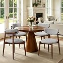 CHUN YI Dining Chairs Set of 4, Wooden Dining Room Chairs with Ergonomic Curved Back, Upholstered Mid Century Modern Kitchen Chairs, Gray