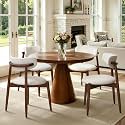 CHUN YI Dining Chairs Set of 4, Wooden Dining Room Chairs with Ergonomic Curved Back, Upholstered Mid Century Modern Kitchen Chairs, Cream