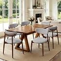 CHUN YI Dining Chairs Set of 6, Wooden Dining Room Chairs with Ergonomic Curved Back, Upholstered Mid Century Modern Kitchen Chairs, Gray
