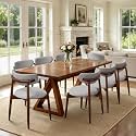 CHUN YI Dining Chairs Set of 8, Wooden Dining Room Chairs with Ergonomic Curved Back, Upholstered Mid Century Modern Kitchen Chairs, Gray