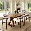 CHUN YI Dining Chairs Set of 8, Wooden Dining Room Chairs with Ergonomic Curved Back, Upholstered Mid Century Modern Kitchen Chairs, Cream