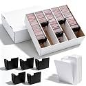 Chunful 1 Pack 4200 Count Trading Card Storage Box Collector Bulk with 5 Row 5 Clip-on Dividers and 50 Cardstock Bookmarks with Foldable Tabs for TCG Baseball Sports Cards