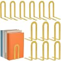 Chunful 12 Pcs Gold Modern Metal Book Ends for Shelves Decorative Small Bookends Book Shelf Organizer Minimalist Design Stopper to Hold Books for Office (Round)