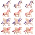 Chunful 24 Pcs Mini Unicorn Cupcake Toppers Figures Plastic Miniature Horse