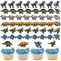 Chunful 48 Pcs Dinosaur Cupcake Rings Toppers Cake Dino Party Decoration