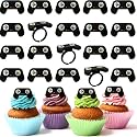 Chunful 48 Pcs Video Game Cupcake Rings Toppers Cake Game Party Decoration
