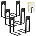 Chunful 6 Pcs Black Modern Metal Book Ends for Shelves Decorative Small Bookends Book Shelf Organizer Minimalist Design Stopper to Hold Books for Home Office 5.5 * 3.75 * 2.25 inch