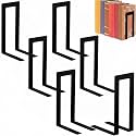 Chunful 6 Pcs Black Modern Metal Book Ends for Shelves Decorative Small Bookends Book Shelf Organizer Minimalist Design Stopper to Hold Books for Office (Square)