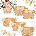 Chunful 6 Set Small Wicker Rattan Flower Girl Basket 3.3 x 6.2'', Beige