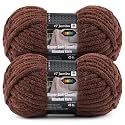 2-Pack Super Soft Chunky Yarn for Crocheting Blankets - 7oz/76.4yd Total, Thick &amp; Plush Chenille Yarn for Quick Baby Projects, Amigurumi, Scarves, Espresso Brown