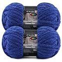 2-Pack Super Soft Chunky Yarn for Crocheting Blankets - 7oz/76.4yd Total, Thick &amp; Plush Chenille Yarn for Quick Baby Projects, Amigurumi, Scarves, Navy Blue