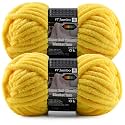 2-Pack Super Soft Chunky Yarn for Crocheting Blankets - 7oz/76.4yd Total, Thick &amp; Plush Chenille Yarn for Quick Baby Projects, Amigurumi, Scarves, Vivid Yellow