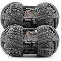2-Pack Super Soft Chunky Yarn for Crocheting Blankets - 7oz/76.4yd Total, Thick &amp; Plush Chenille Yarn for Quick Baby Projects, Amigurumi, Scarves, Charcoal Gray