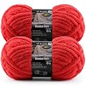 2-Pack Super Soft Chunky Yarn for Crocheting Blankets - 7oz/76.4yd Total, Thick &amp; Plush Chenille Yarn for Quick Baby Projects, Amigurumi, Scarves, Red