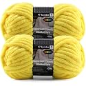 2-Pack Super Soft Chunky Yarn for Crocheting Blankets - 7oz/76.4yd Total, Thick &amp; Plush Chenille Yarn for Quick Baby Projects, Amigurumi, Scarves, Golden Yellow
