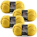 4-Pack Chunky Yarn for Crocheting Blankets &amp; Big Projects - 14oz/152.8yd Total, Ultra Soft &amp; Bulky Chenille Yarn, Perfect for Blankets, Amigurumi, Vivid Yellow