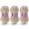 Chunky Chenille Yarn for Crocheting, #6 Beige Baby Blanket Yarn for Crochet