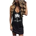 CHUNTIANRAN Mini Dress for Women Swimsuit Coverup Beach Hawaiian Tank Dress