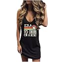 CHUNTIANRAN Mini Dress for Women Swimsuit Coverup Beach Hawaiian Tank Dress
