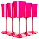 Ciaell 12 Pack Hot Pink Plastic Wine Glasses for Weddings Parties