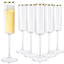 Ciaell 24 Pack Gold Plastic Champagne Flutes for Weddings Birthdays