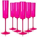 Ciaell 24 Pack Hot Pink Plastic Champagne Flutes for Weddings Birthdays