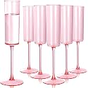 Ciaell 24 Pack Pink Plastic Champagne Flutes for Weddings Birthdays