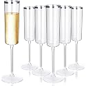 Ciaell 24 Pack Silver Plastic Champagne Flutes for Weddings Birthdays