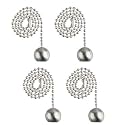 Ciata Ceiling Fan Pull Chain Extender, Ball Fan Pulls Decorative Chain in Brushed Nickel Finish with 12 inch Beaded Chain, Ceiling fan pull chain ornaments - 4 Pack