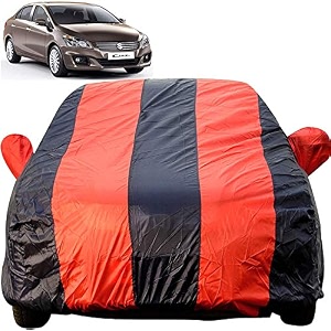 ciaz dustproof car cover with mirror pockets red blue stripes taffeta polystertriple stitched compatible with maruti ciaz car cover 2014 to 2024 ciaz car accessories