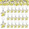 CiciBear 24 Pack Banana Keychains, Banana Themed Party Decoration for Guests, Baby Shower, School Party, Kids Birthday