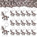 CiciBear 24 Pack Donkey Keychains Party Decoration for Guests, Farm Animal Themed Party, Baby Shower, School Party, Zoo Kids Birthday