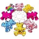 CiciBear 25 Pack Bear Sequin Keychains for Jungle Themed Party Favors, Bear Animal lover, Adults Birthday Gift, Party, 5 Colors
