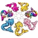 CiciBear 25 Pack Mermaid Double-Deck Flip Sequin Keychains for Sea Themed Party Favors, Birthday,Carnival,Goodie Bag Stuffers, Anniversary,5 Colors