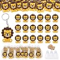 CiciBear 60 Pack Lion Party Decorations for Guests, 20 Lion Keychains, 20 Tags and 20 Gift Bags for Jungle Safari Wild Woodland Baby Shower, Kids Birthday Party Favor