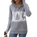 CiCiBird Women's Fall Hoodies Sweater V Neck Waffle Knit Top with Pocket