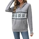 CiCiBird Women's Fall Hoodies Sweater V Neck Waffle Knit Top with Pocket