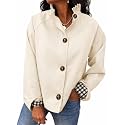 Cicy Bell Womens Ruffle Short Trench Coat Single Breasted Cropped Jackets