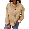 Cicy Bell Womens Ruffle Short Trench Coat Single Breasted Cropped Jackets