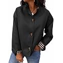 Cicy Bell Womens Ruffle Short Trench Coat Single Breasted Cropped Jackets