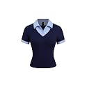 CIDER Womens Cotton Knit Collared Two Tone Shirt