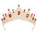 CIEHER Baroque Queen Crown for Women,Rhinestone Wedding Tiaras and Crowns Crystal Vintage Princess Crown Headband Birthday Tiara (Style 2 - Red)