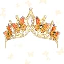 CIEHER Baroque Queen Crown for Women,Rhinestone Wedding Tiaras and Crowns Crystal Vintage Princess Crown Headband Birthday Tiara (Butterfly - Orange)