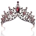 CIEHER Baroque Queen Crown for Women,Rhinestone Wedding Tiaras and Crowns Crystal Vintage Princess Crown Headband Birthday Tiara (Brownish Red + Purple)