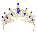 CIEHER Baroque Queen Crown for Women,Rhinestone Wedding Tiaras and Crowns Crystal Vintage Princess Crown Headband Birthday Tiara (Royal Blue)