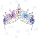 CIEHER Baroque Queen Crown for Women,Rhinestone Wedding Tiaras and Crowns Crystal Vintage Princess Crown Headband Birthday Tiara (Butterfly - Multi-colored)